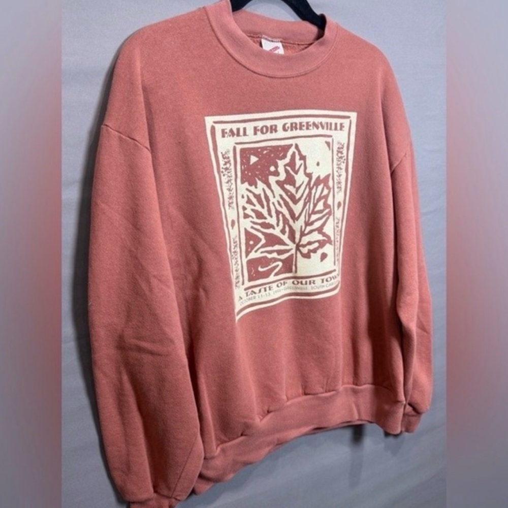 Vintage Jerzees Fall for Greenville 90s Maple Crewneck Sweatshirt Large USA Made - Picture 4 of 8